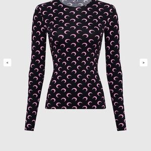 Marine Serre Black and Pink Crescent Long Sleeve Top